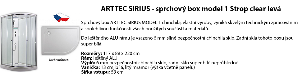 ARTTEC SIRIUS - sprchový box model 1 Strop clear levá